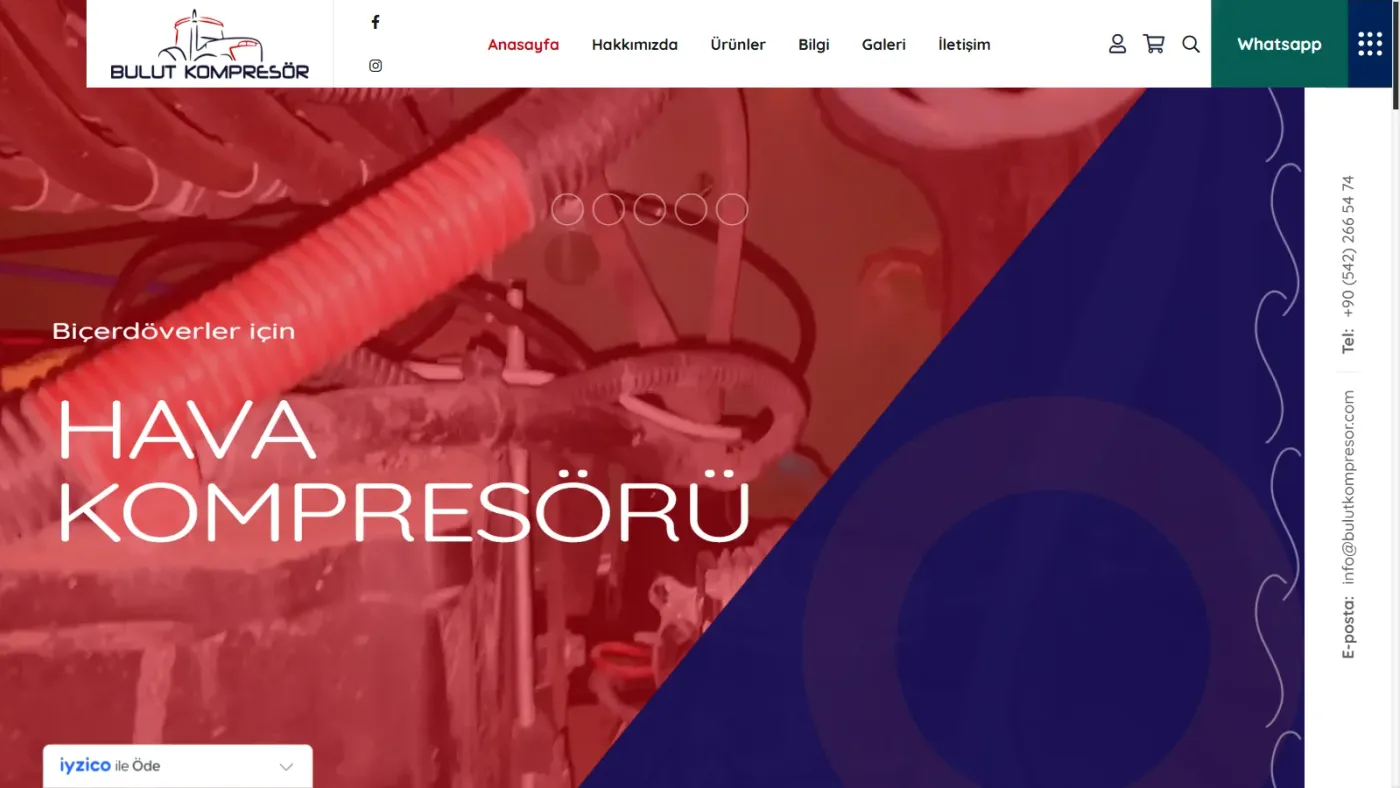 Bulut Kompresör web sitesi anasayfa, masaüstü görünüm