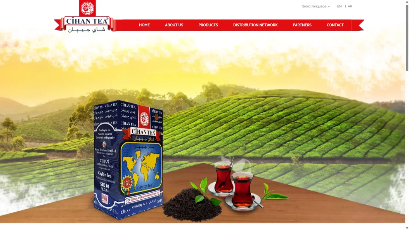 Cihan Tea web sitesi anasayfa, masaüstü görünüm