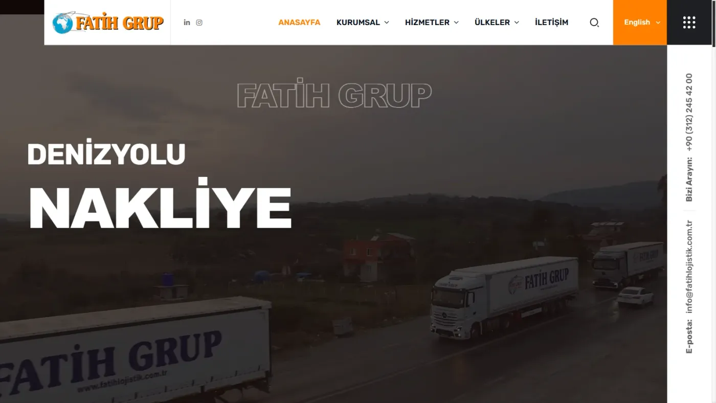 Fatih Grup web sitesi anasayfa, masaüstü görünüm