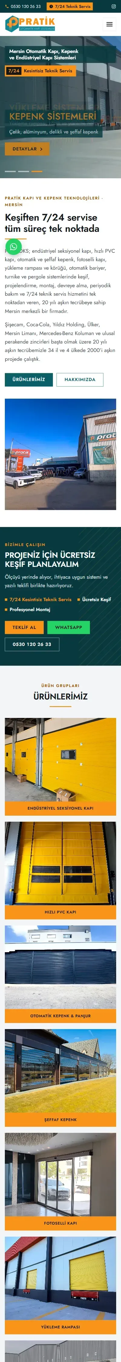 Pratik OKS web sitesi anasayfa, mobil görünüm