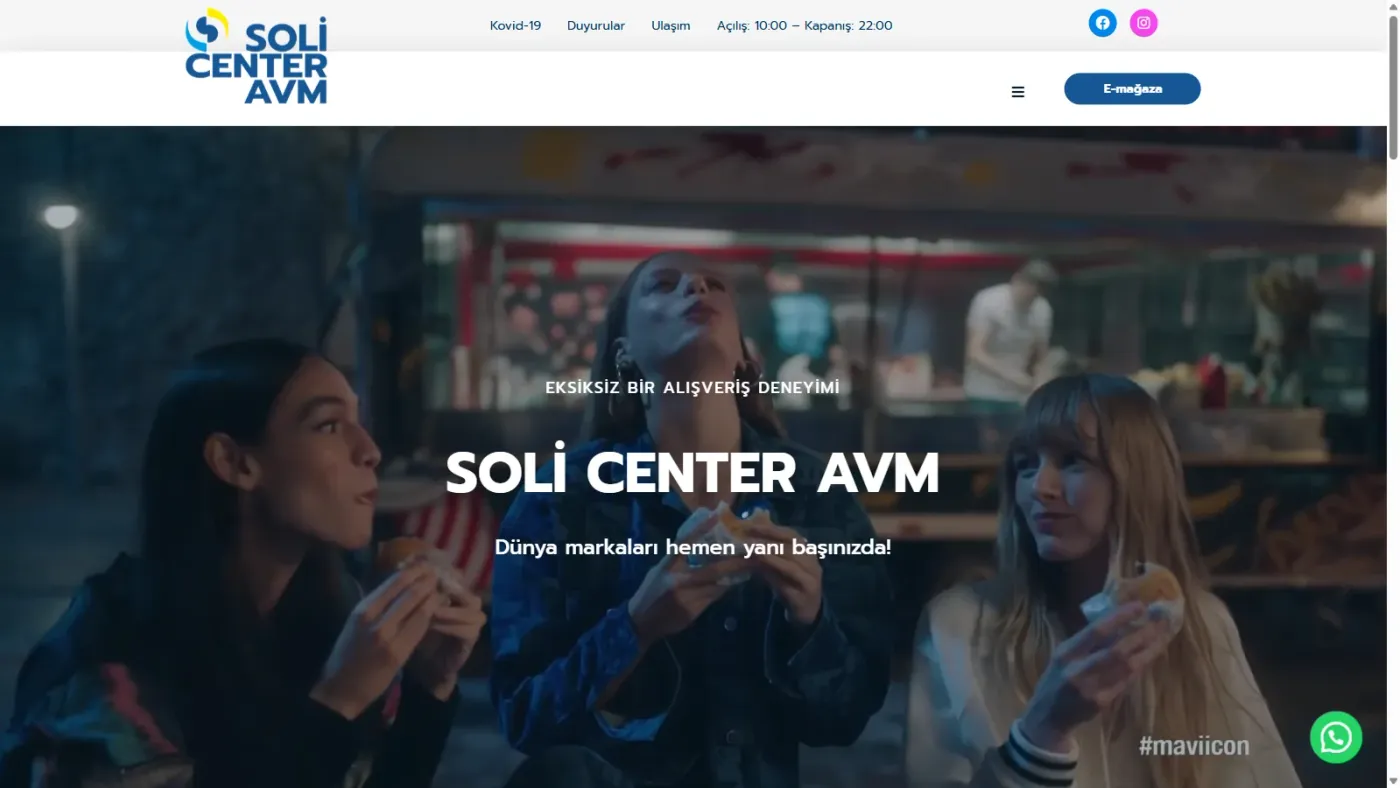 Soli Center AVM web sitesi anasayfa, masaüstü görünüm